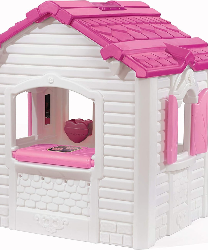Step2 Sweetheart Playhouse Pink & White – Kids Outdoor Cottage with Doorbell, Phone & Convertible BBQ Grill (134.6 x 119.4 x 147.3 cm)