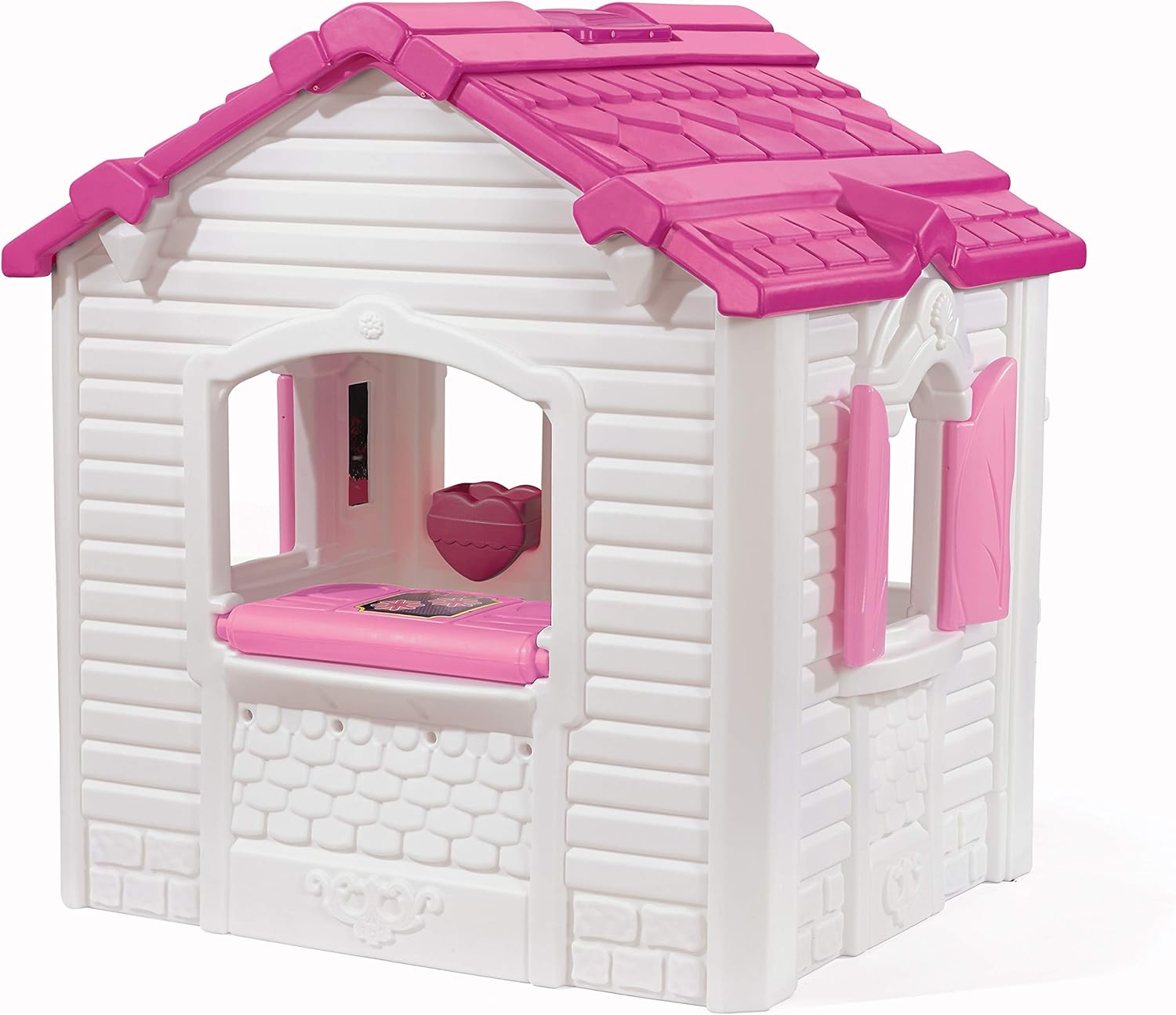 Step2 Sweetheart Playhouse Pink & White – Kids Outdoor Cottage with Doorbell, Phone & Convertible BBQ Grill (134.6 x 119.4 x 147.3 cm)