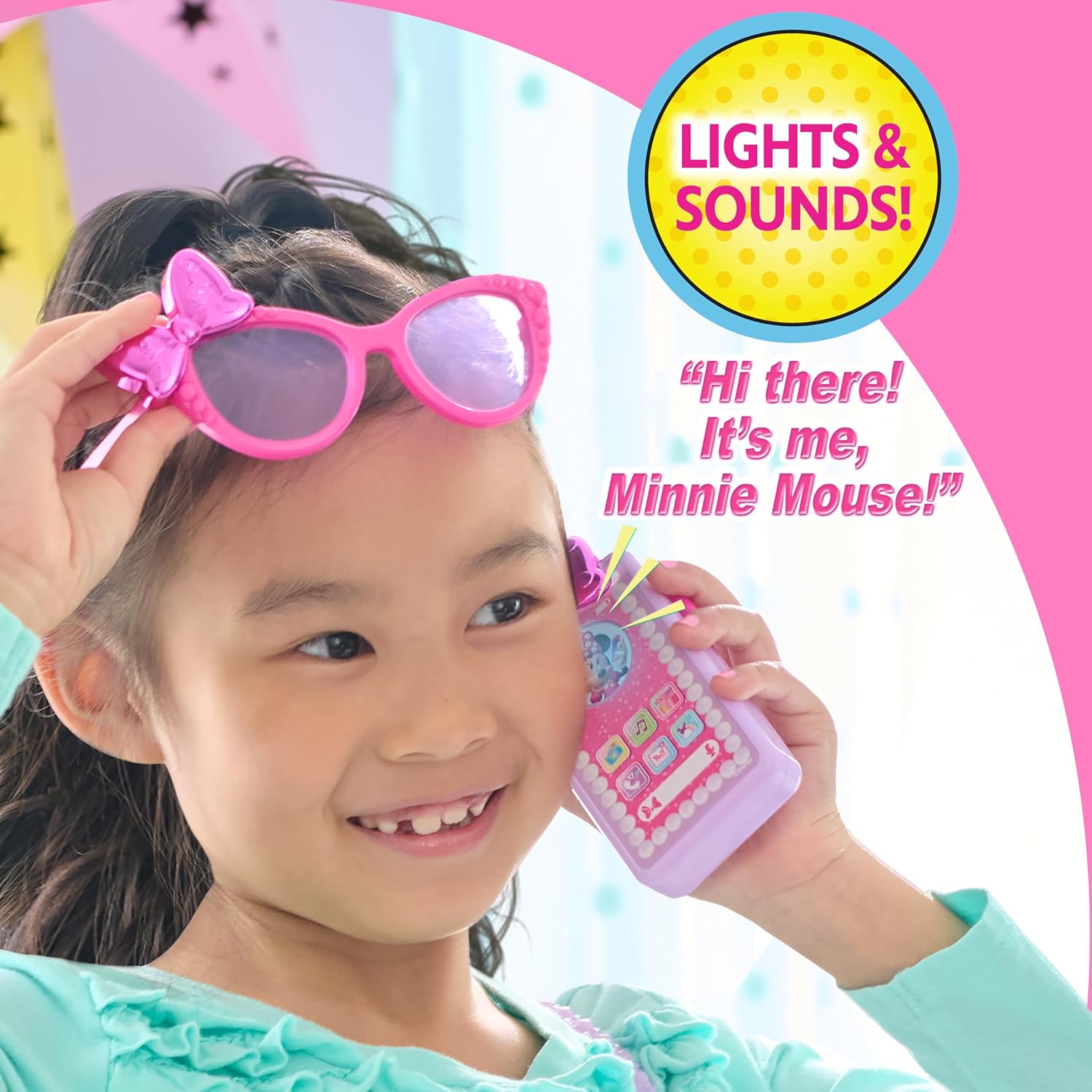 Disney Minnie Mouse Bowfabulous Bag Set, 7-Piece Dress Up and Pretend Play Toy with Sunglasses, Play Phone with Lights and Sounds, Officially Licensed Kids Toy for Ages 3 & Up by Just Play