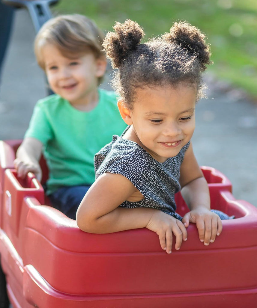 Step2 Neighborhood Wagon With Seats, Red, Kids Pull-Along Ride-On Wagon for Toddlers & Preschoolers