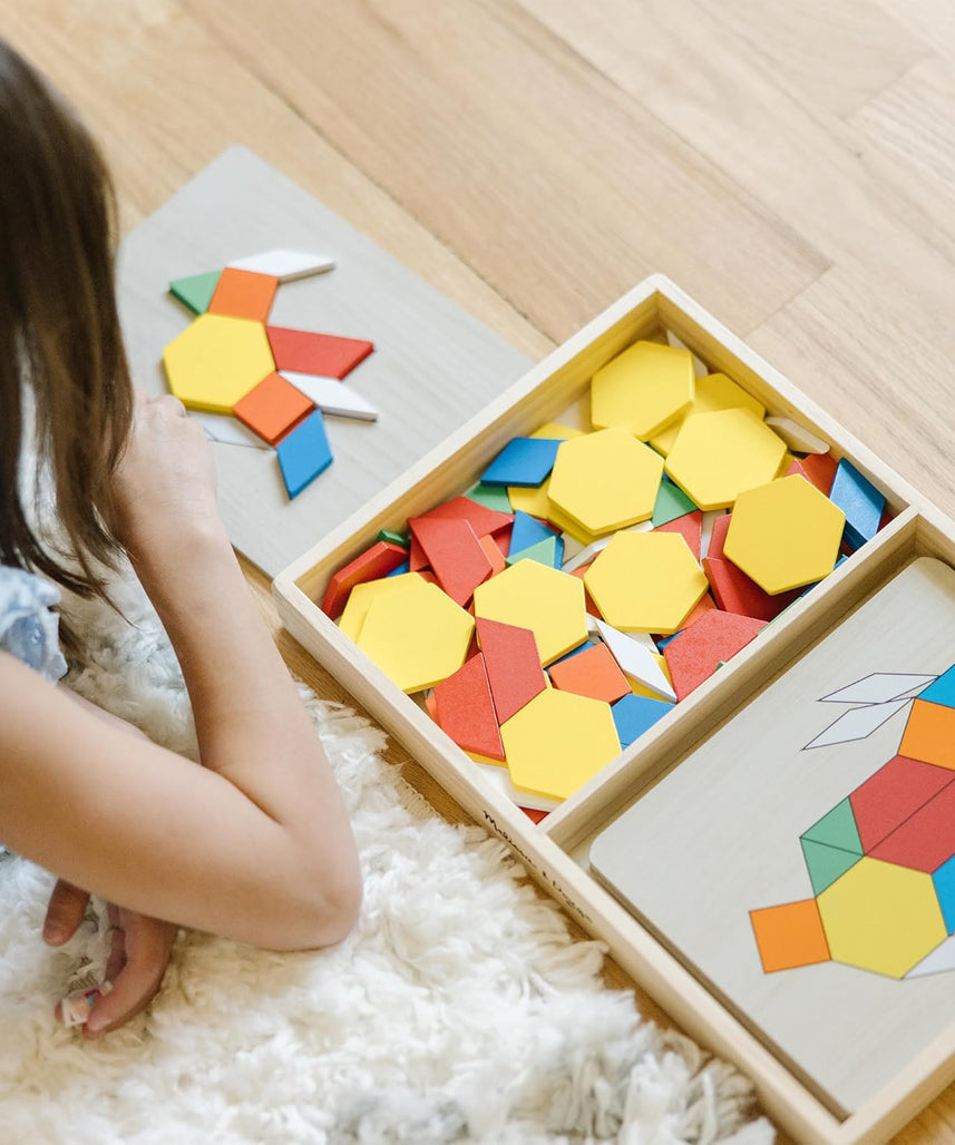 Viga Pattern Board & Block, 120 Piece Geometric Block Puzzle, Montessori Wooden Toy, Develops Sensory, Cognitive & Fine Motor Skills, Non-Toxic & Eco-friendly Kids Educational Toy, 3Y+