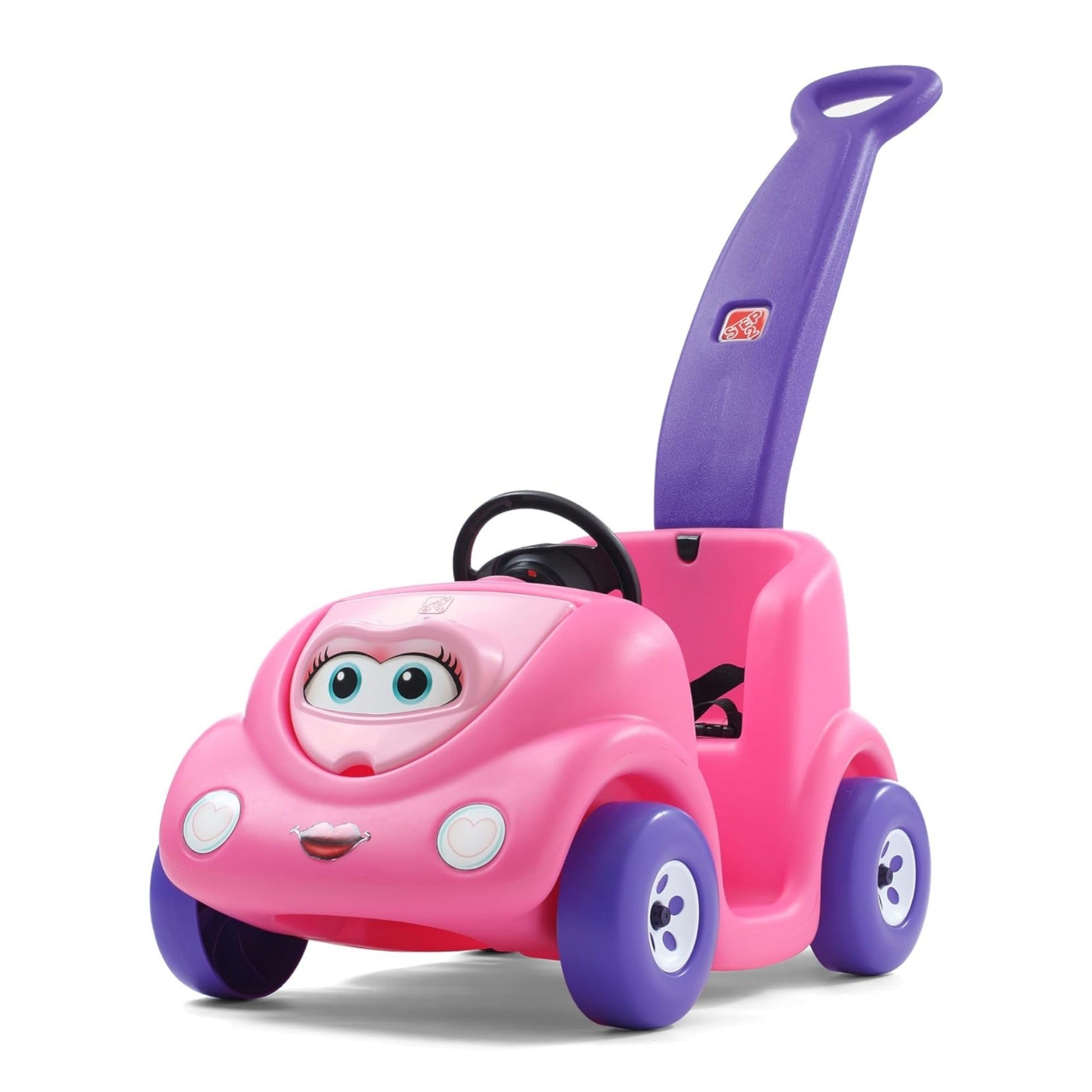 Step2 10th Anniversary Edition Buggy Single Seater Kids Push Car, Easy to Store Ride On Toy with Seatbelt, Horn and Storage Trunk, Suitable for Children both Boys and Girls Aged 18m and Above, Red, Pink