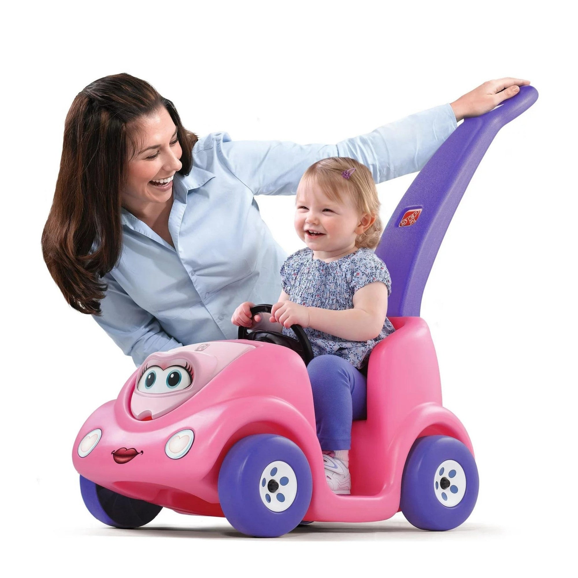 Step2 10th Anniversary Edition Buggy Single Seater Kids Push Car, Easy to Store Ride On Toy with Seatbelt, Horn and Storage Trunk, Suitable for Children both Boys and Girls Aged 18m and Above, Red, Pink