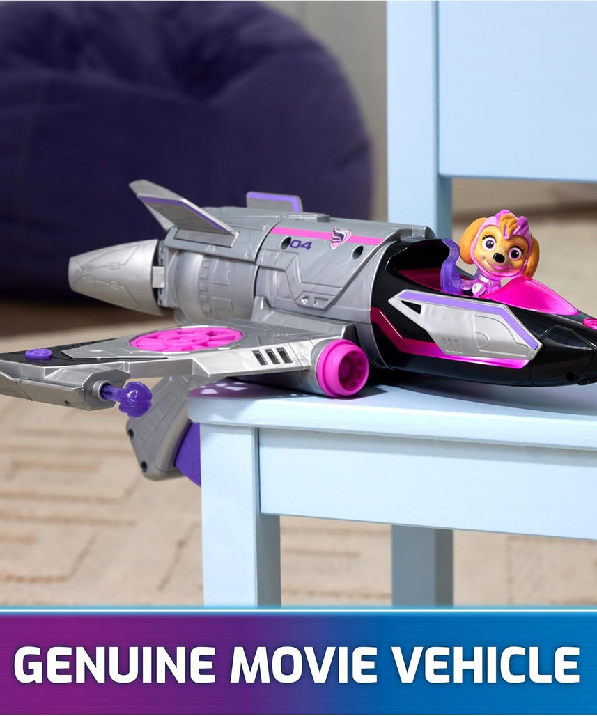 Paw Patrol Mighty Movie Skye Rescue Jet, Transforming Jet with Lights and Sounds, Action Figure, Projectile Launchers, Deluxe Kids Toy 3+