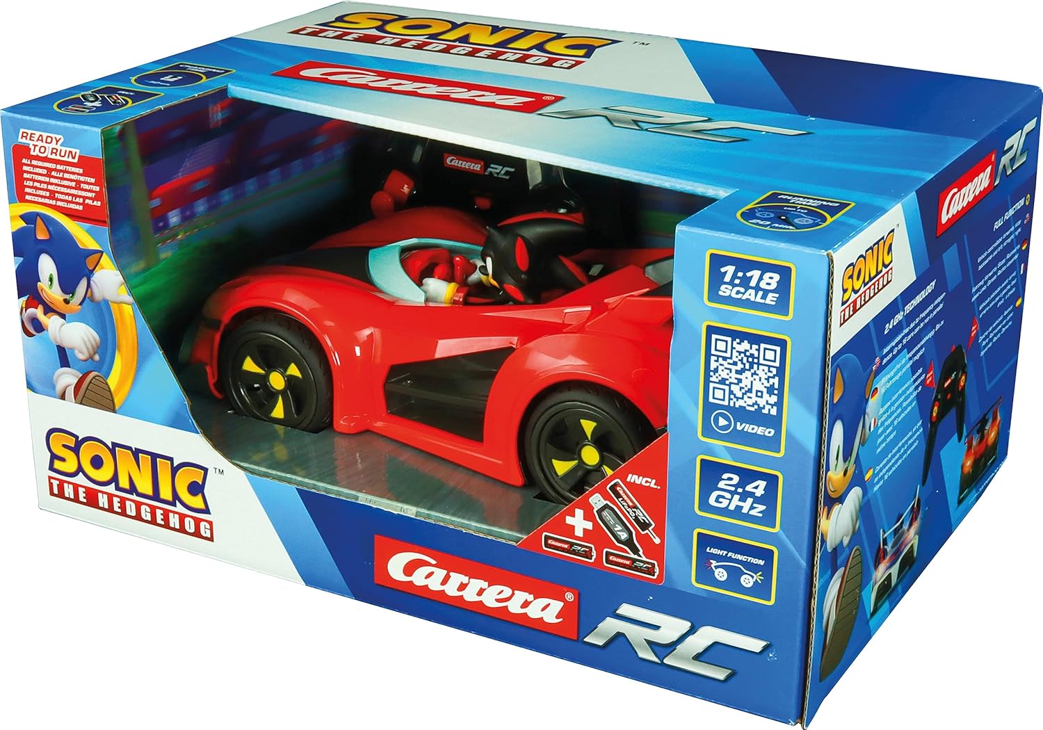 سيارة سونيك ريسينغ شادو من فريق RC، بمقياس 1:18، بتردد 2.4 جيجاهرتز، مزودة بمصابيح LED، وملصقات قابلة للتعديل، وهيكل متين، وسرعة عالية، ومرخصة رسميًا من SEGA، هدية للأطفال من عمر 6 سنوات فما فوق