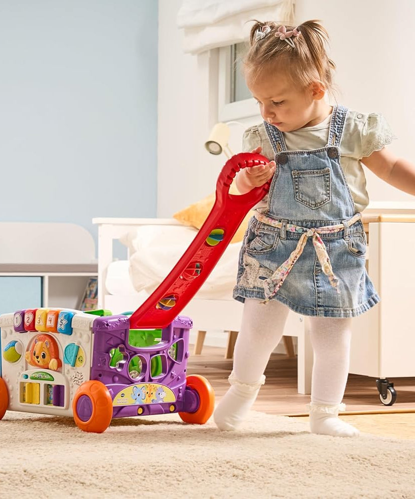 VTech Sort & Discover Activity Wagon Toddler Pull Along Learning Toy with Light-Up Panel Shape Sorter and Gears Multicolour 12m+