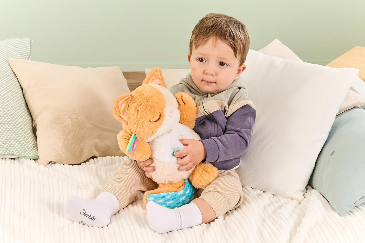 VTech Baby Calming Purrs Kitten Soft Plush Soothing Toy with Breathing Motion, Lights, Melodies, White Noise & Nature Sounds, Interactive Comfort Toy for Babies 0+ Months