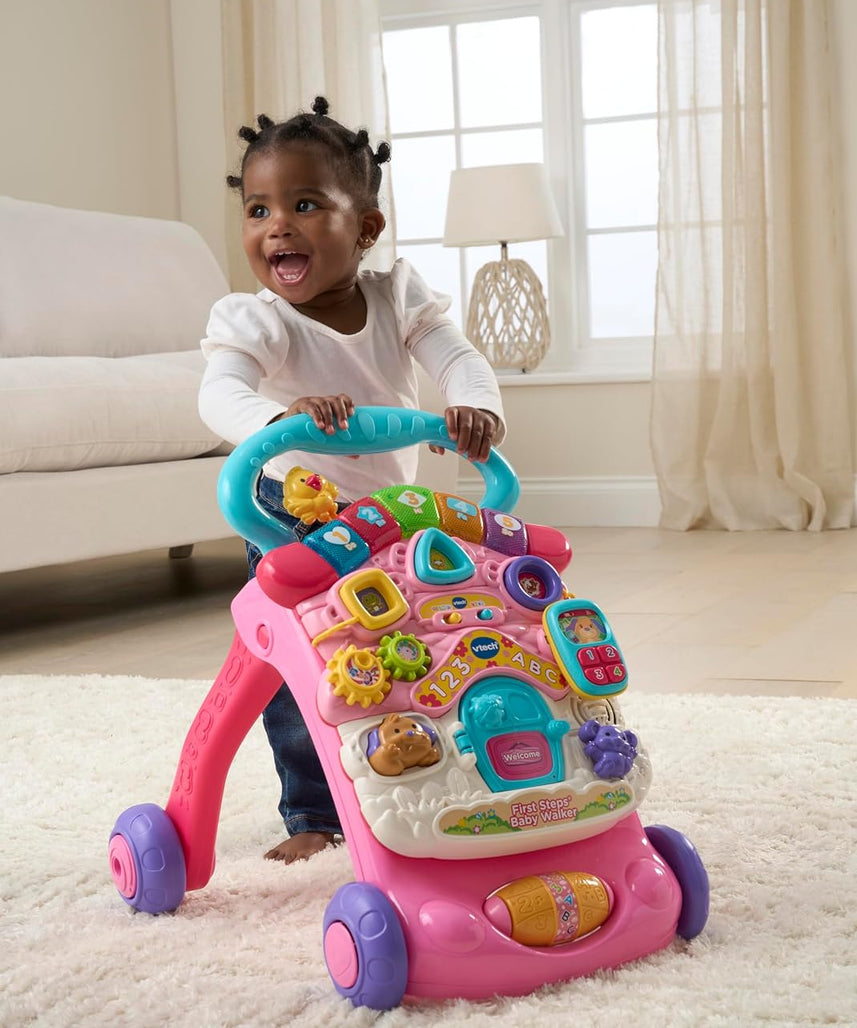 Vtech First Steps Baby Walker Pink With Blue Handle