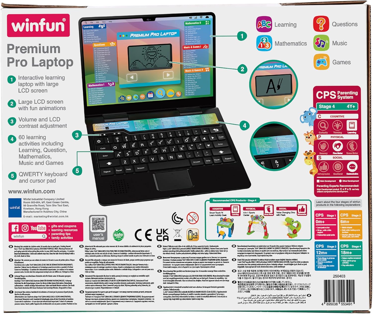 Winfun Premium Pro Laptop Educational Toy for Kids 3+ Years Interactive Learning Laptop with 60 Activities Teaching Letters Numbers Math Music & Games