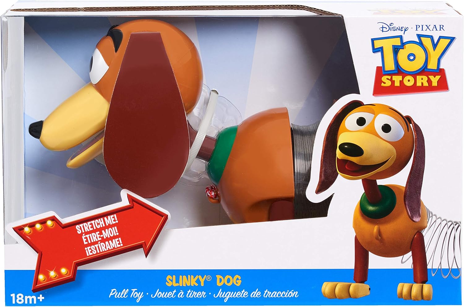 Just Play Disney Pixar Toy Story Slinky Dog Pull Toy, Classic Walking Spring Dog with Stretchable Body and Pull Leash for Toddlers, Ages 18+ Months