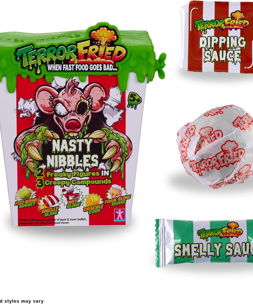 Terror Fried 08091 Nasty Nibbles, Gross Collectible Figures and Slime for Boys Ages 4-10, Multi-Compound Interactive Play Set with Fizz, Squish, Crack and Ooze, Sensory and Collectible Toys