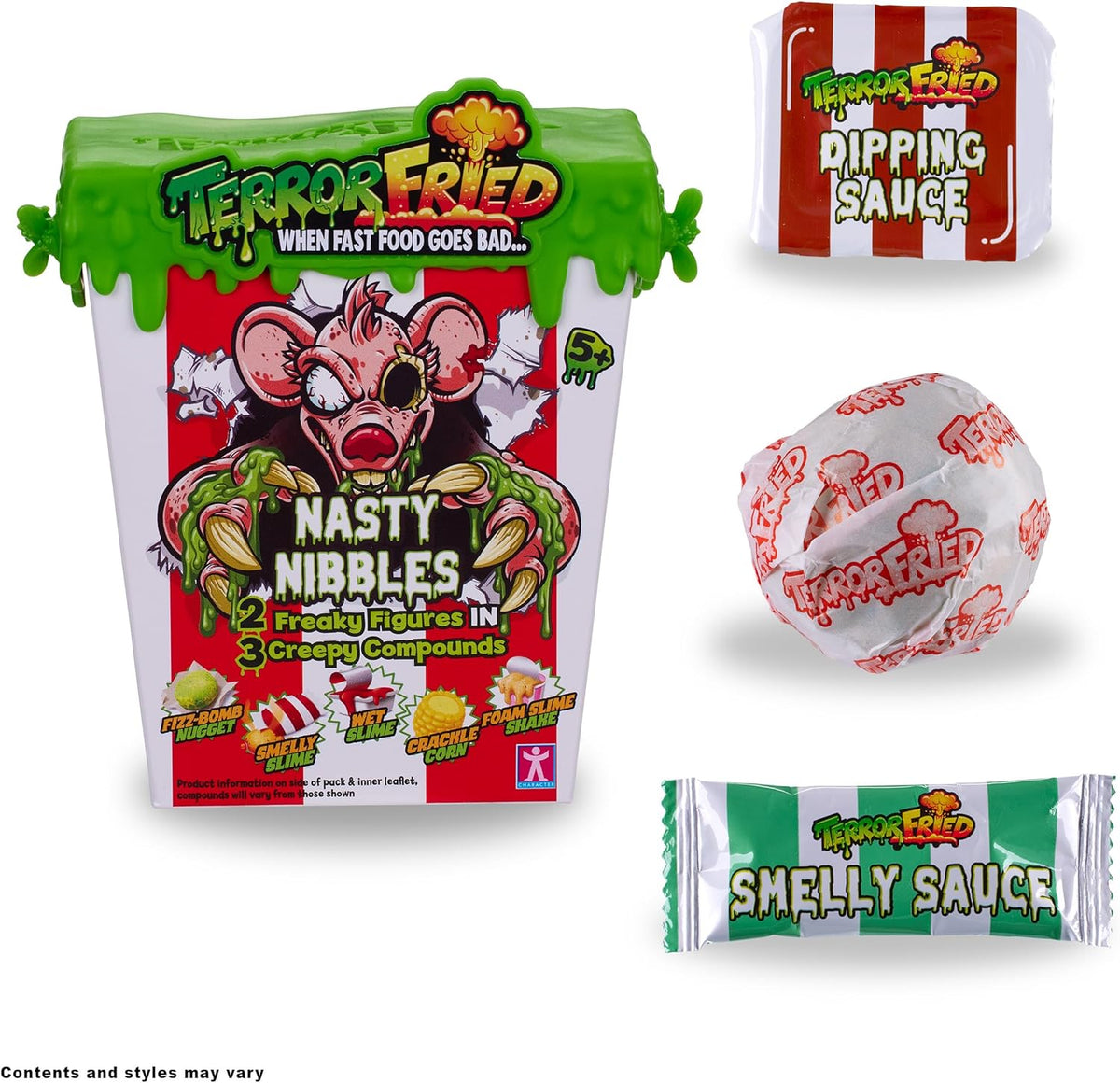 Terror Fried 08091 Nasty Nibbles, Gross Collectible Figures and Slime for Boys Ages 4-10, Multi-Compound Interactive Play Set with Fizz, Squish, Crack and Ooze, Sensory and Collectible Toys