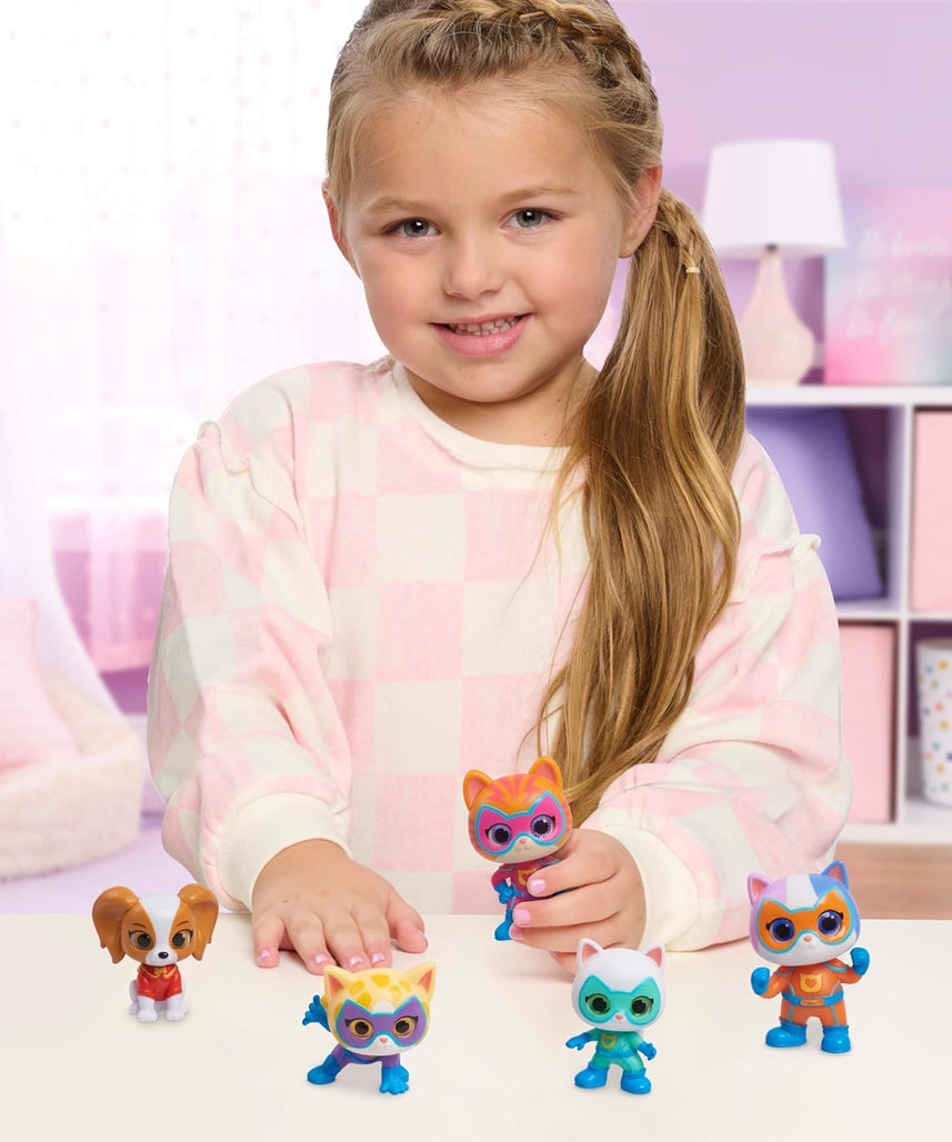 Disney Junior SuperKitties Hero Squad 5-Piece Figure Set by Just Play, Kids Toys for Ages 3+