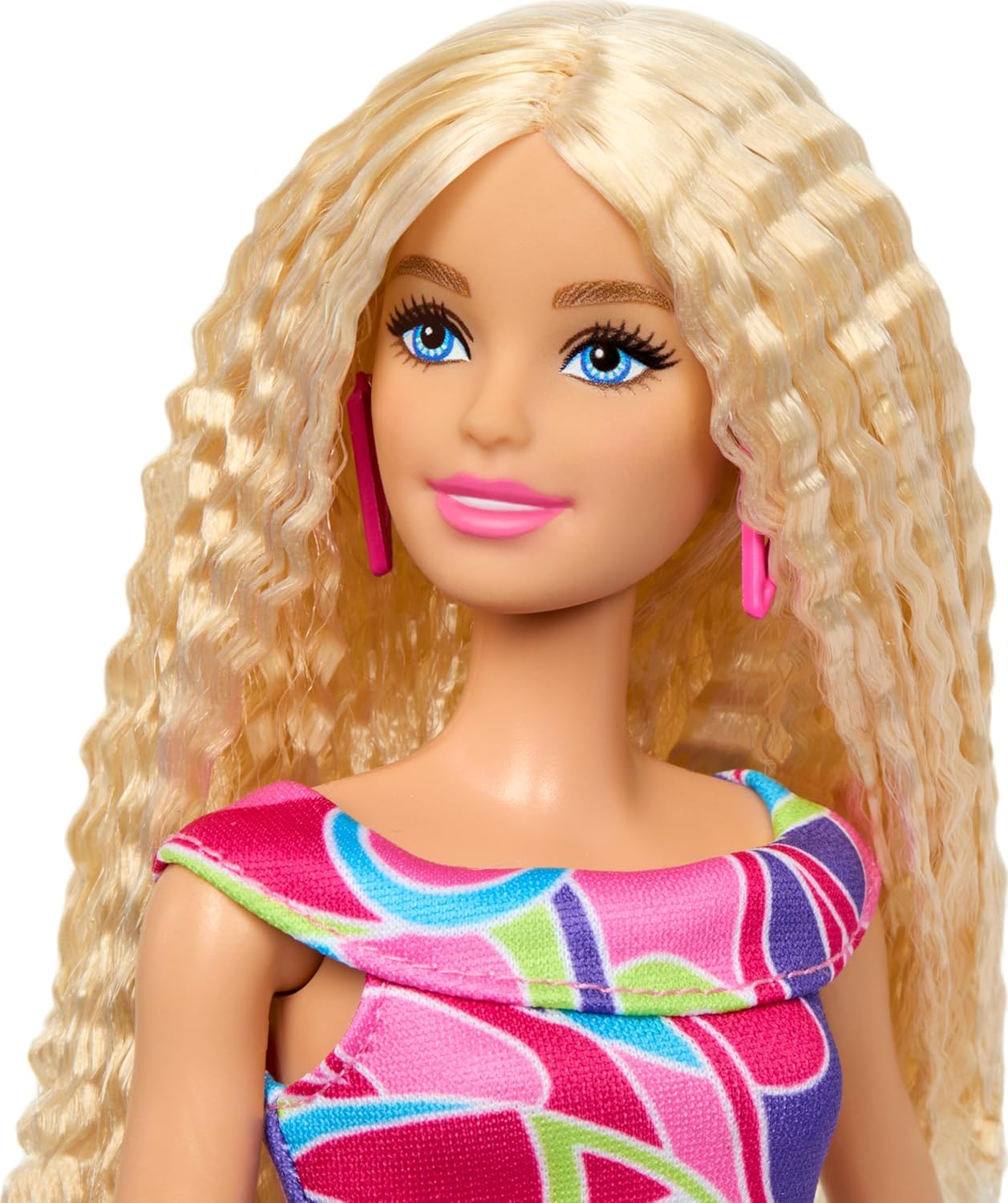 Barbie Fashionistas Doll #223 with Wavy Blonde Hair, Totally Hair Inspired Dress, Pink Heels and Earrings, 65th Anniversary Collectible Fashion Doll