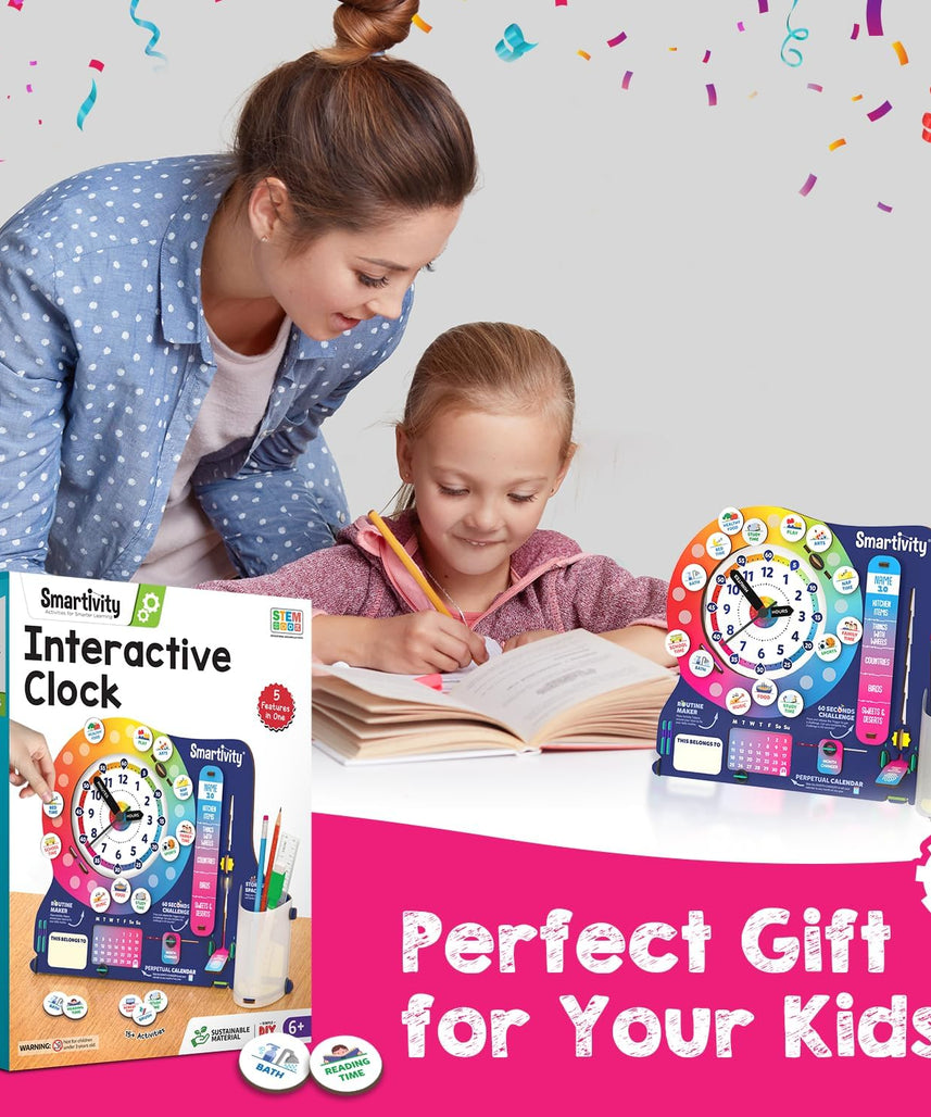 Smartivity DIY Interactive Clock with Stationary Organiser for Kids Ages 6-12 | Features an Infinity Calendar | Birthday Gift for Boys & Girls | Educational Toy