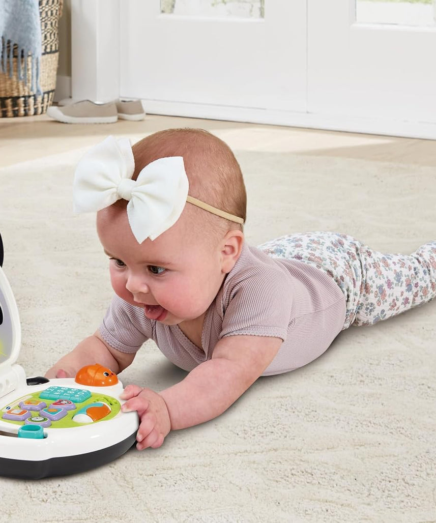 VTech Baby Discovery Zebra Laptop Interactive Baby Toy with Lights Music Letters Numbers 2 Modes Motor Skills Development Gift for 3 6 9 12 Months + English Version