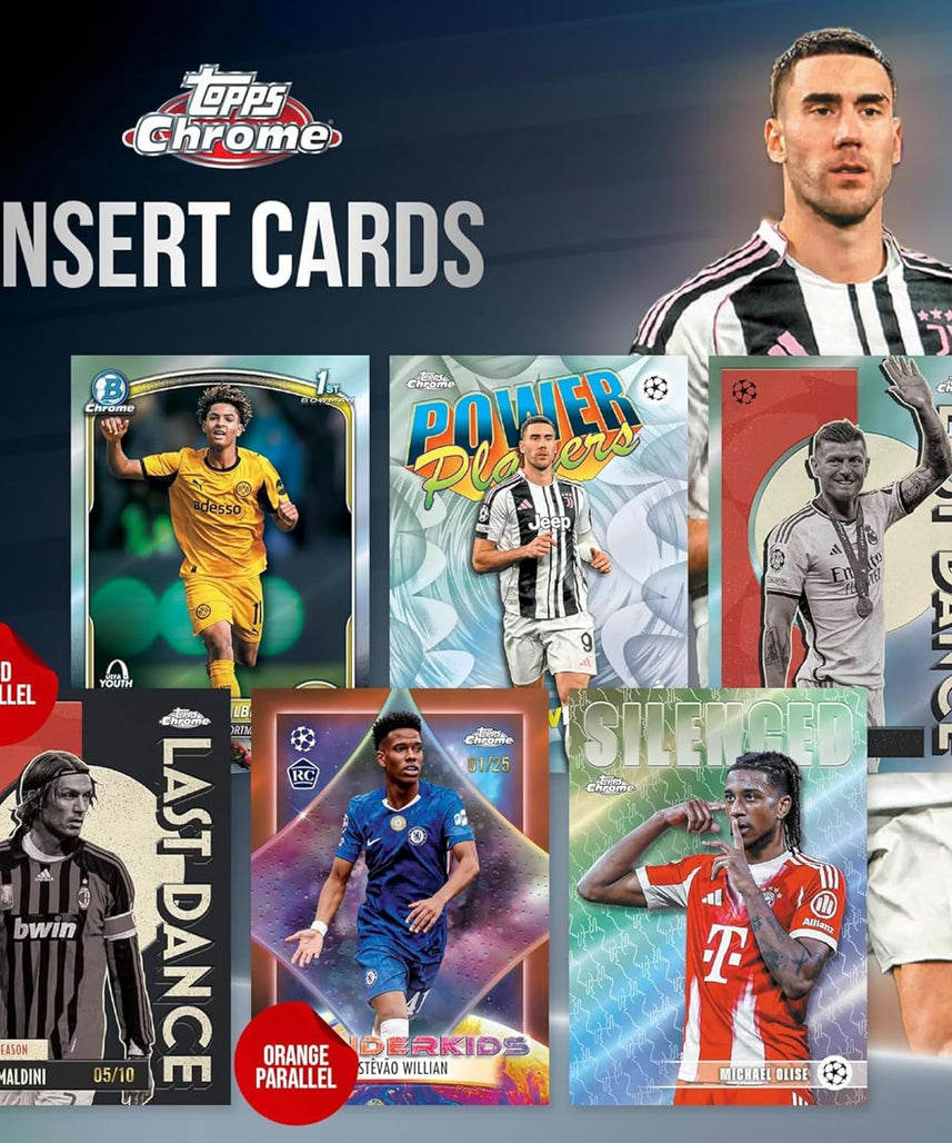 Topps UEFA Club Competitions Chrome 2025/26 Hanger Pack Trading Cards, 15 Cards Per Pack, Exclusive Pulsar Parallels, Autograph Chase Cards, Official UEFA Football Collectibles