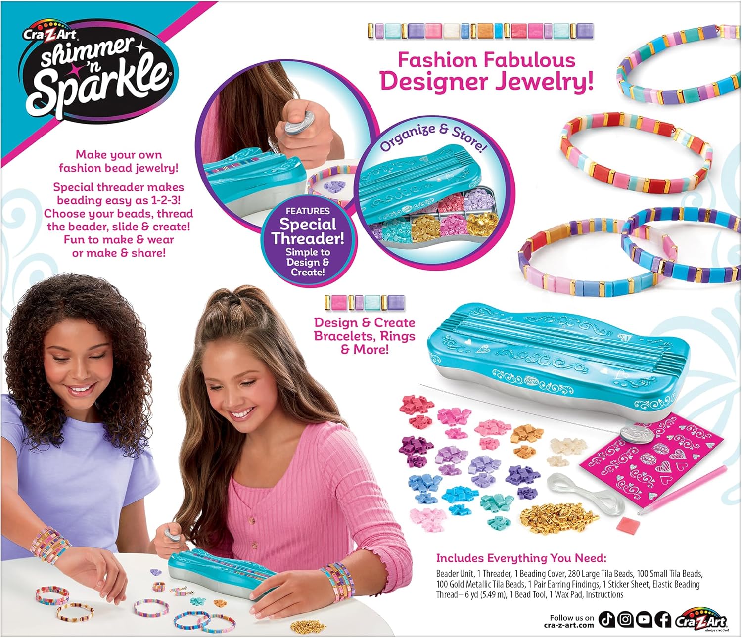 CRA-Z-ART Shimmer N Sparkle Fashion Bead Jewellery Studio, Bracelet & Friendship Bracelet Maker Kit for Girls 8+
