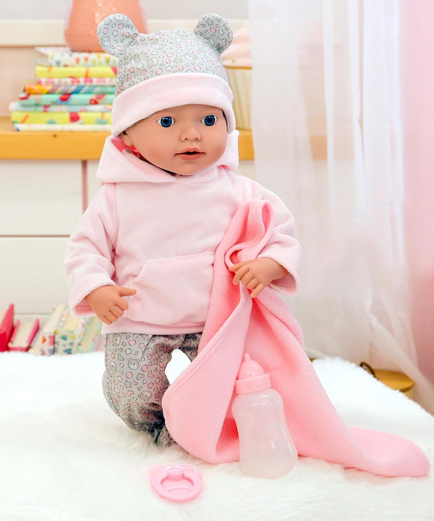 Bayer Design 93827AD Reborn Baby Doll Lifelike Realistic Dummy Bottle Blanket 38cm
