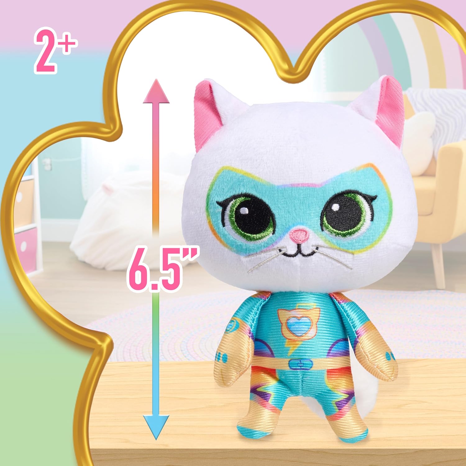 Disney Junior SuperKitties Su-Purr Charged 6.5-inch Small Bitsy Plush Stuffed Animal, Bitsy, Kitten, Kids Toys for Ages 2 Up by Just Play