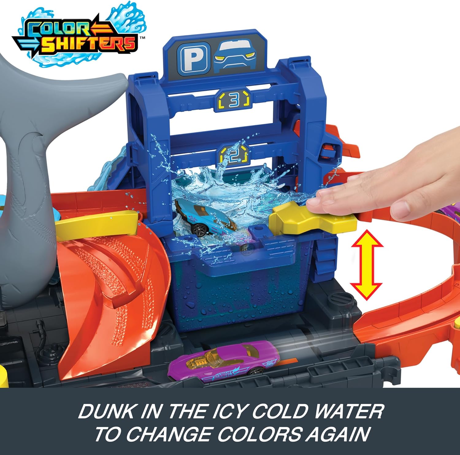 Hot Wheels Let's Race Netflix - City Shark Wash Station with 1:64 Scale Color Reveal Car, Colour Changing Function and Storage, HTN82