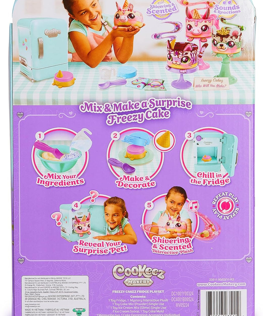 Cookeez Makery Freezy Cakez Fridge Playset, Mix and Decorate Plush Surprise Toy, Interactive Scented Plush with Sounds, Creative Playset for Kids, 5+ Years