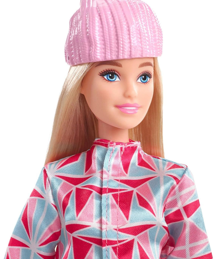 Barbie Winter Sports Snowboarder Doll 12 Inches Blonde with Jacket Pants Scarf Helmet Snowboard and Trophy for Kids Ages 3 and Up
