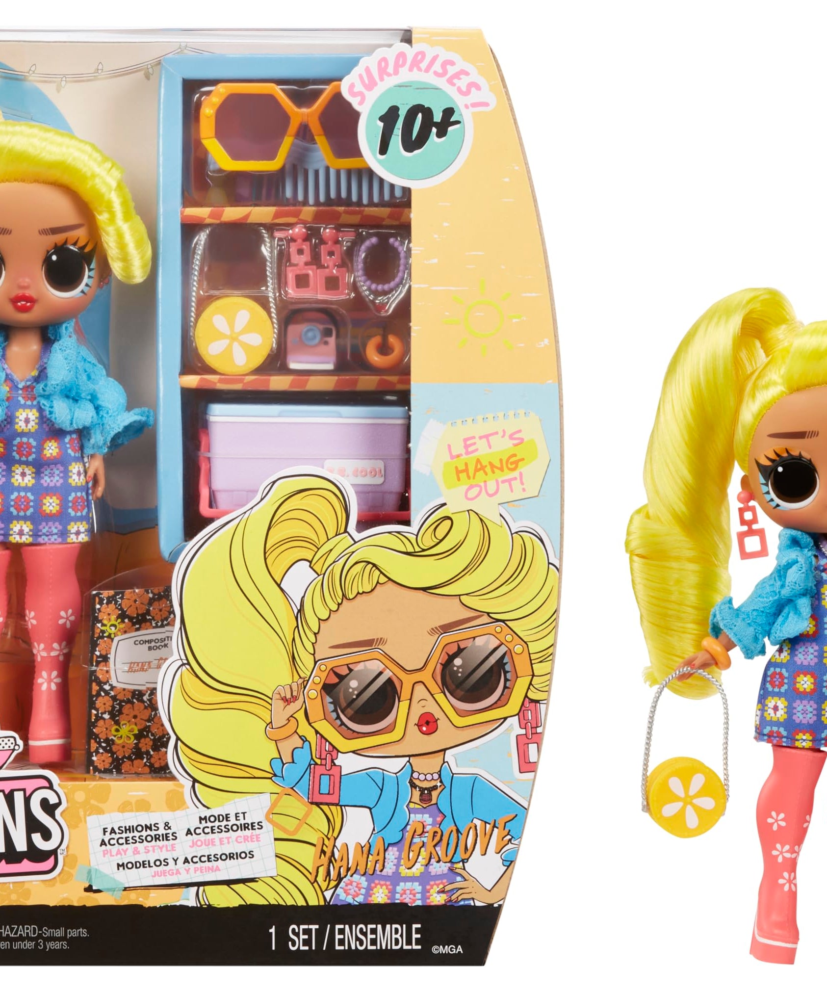 L.O.L. Surprise Tweens Hana Groove Fashion Doll 6.5 Inch with 10+ Surprises, Accessories, Purse and Skateboard for Girls Ages 3+ Years