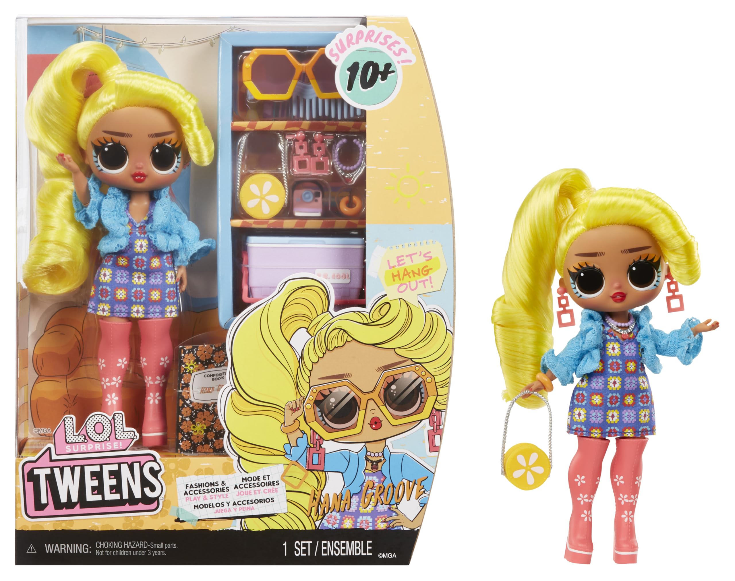 L.O.L. Surprise Tweens Hana Groove Fashion Doll 6.5 Inch with 10+ Surprises, Accessories, Purse and Skateboard for Girls Ages 3+ Years