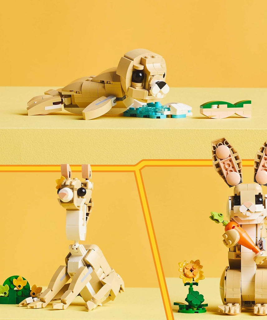 LEGO Creator 3in1 Cute Bunny Toy - Animal Figure Transforms into a Llama or Seal Toy - Creative Ramadan Gift Ideas for 8+ Year Old Girls & Boys - 31162