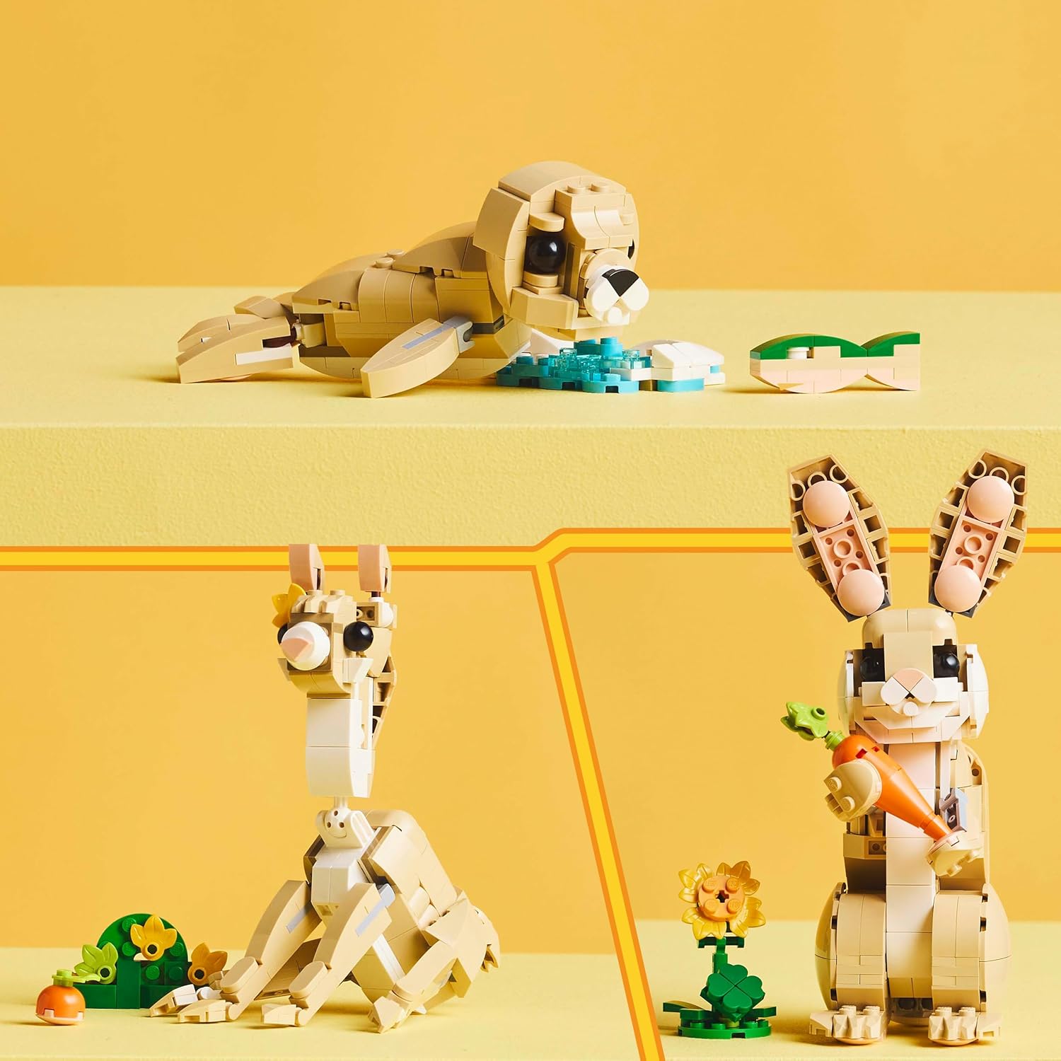 LEGO Creator 3in1 Cute Bunny Toy - Animal Figure Transforms into a Llama or Seal Toy - Creative Ramadan Gift Ideas for 8+ Year Old Girls & Boys - 31162
