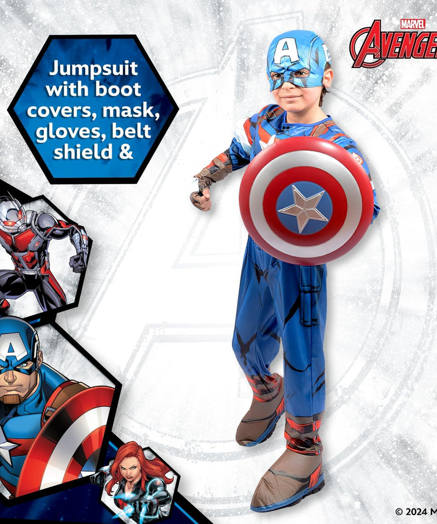 Party Centre Marvel Avengers Captain America Deluxe Costume, 5-6 years