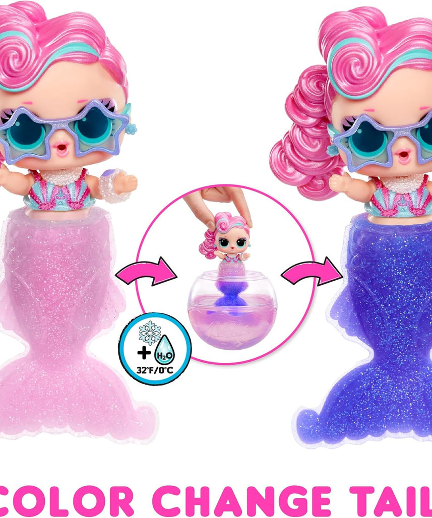مفاجأة LOL! حورية البحر الصغيرة، ذيل متغير اللون، اصنعي ذيل حورية البحر الخاص بكِ، 8 دمى قابلة للتجميع مع إكسسوارات أنيقة، لعبة إبداعية للأطفال من سن 4 سنوات فما فوق