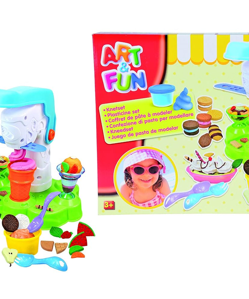 Simba Art and Fun Plastic Dough Ice Cream Set, Kids Modeling Dough Playset with 13 Accessories and 4 Dough Pots, Creative Pretend Play Toy for Ages 3 Years and Up
