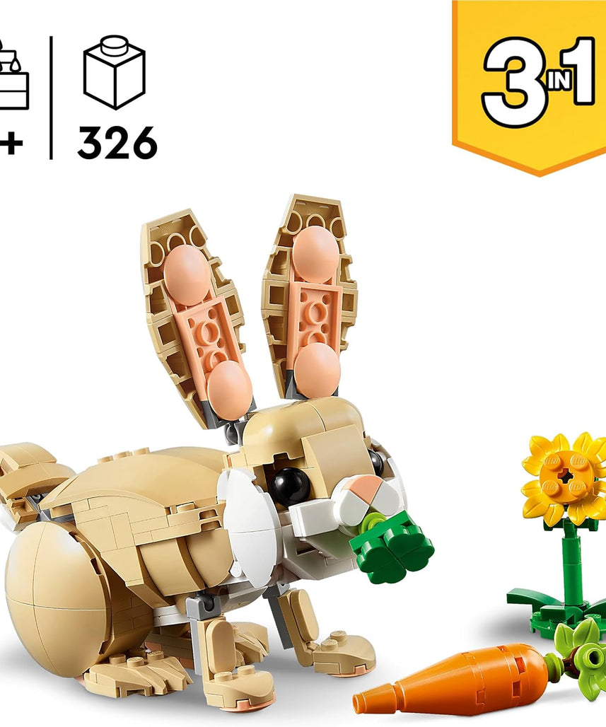 LEGO Creator 3in1 Cute Bunny Toy - Animal Figure Transforms into a Llama or Seal Toy - Creative Ramadan Gift Ideas for 8+ Year Old Girls & Boys - 31162