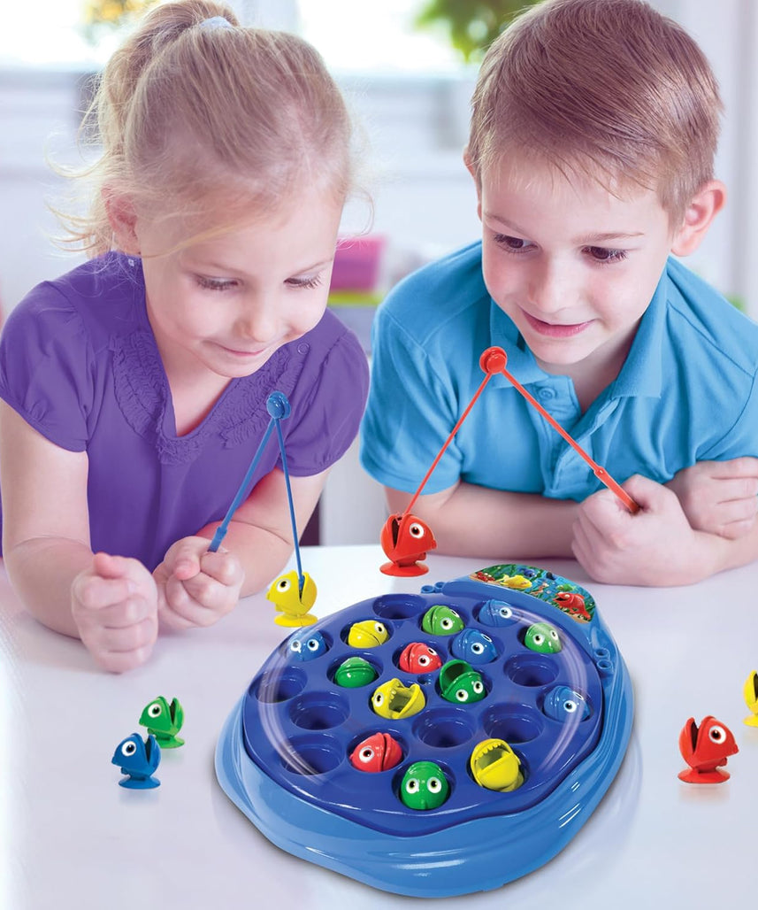 The Fishing Game, Bright Colourful Rotating Fish Pond, Hand-Eye Coordination Game for Kids 3+ Years