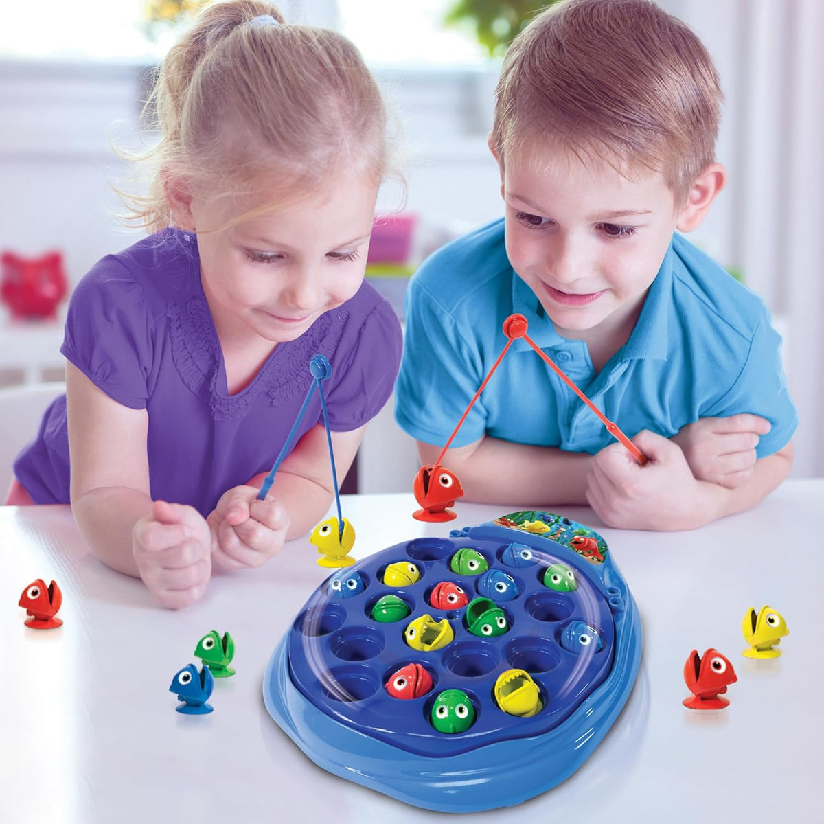 The Fishing Game, Bright Colourful Rotating Fish Pond, Hand-Eye Coordination Game for Kids 3+ Years