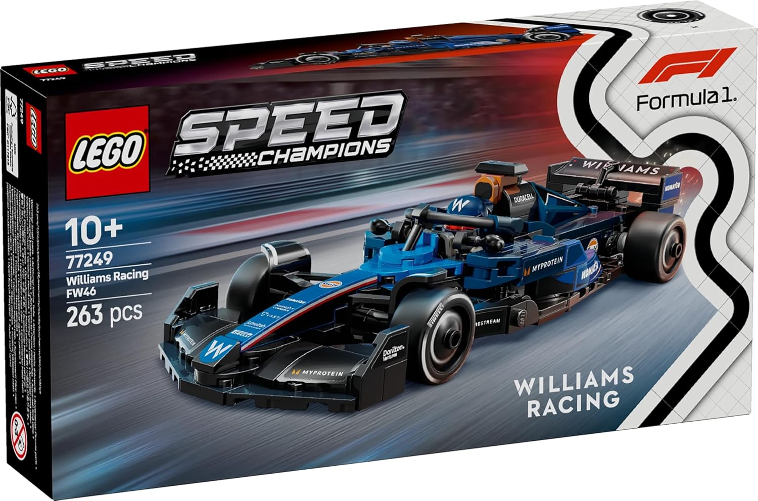 LEGO Speed Champions Williams Racing FW46 F1 Race Car Toy with a Collectible Formula 1 Driver Minifigure - Model Kits for 10+ Year Old Boys & Girls or Adult Motorsport Fans 77249