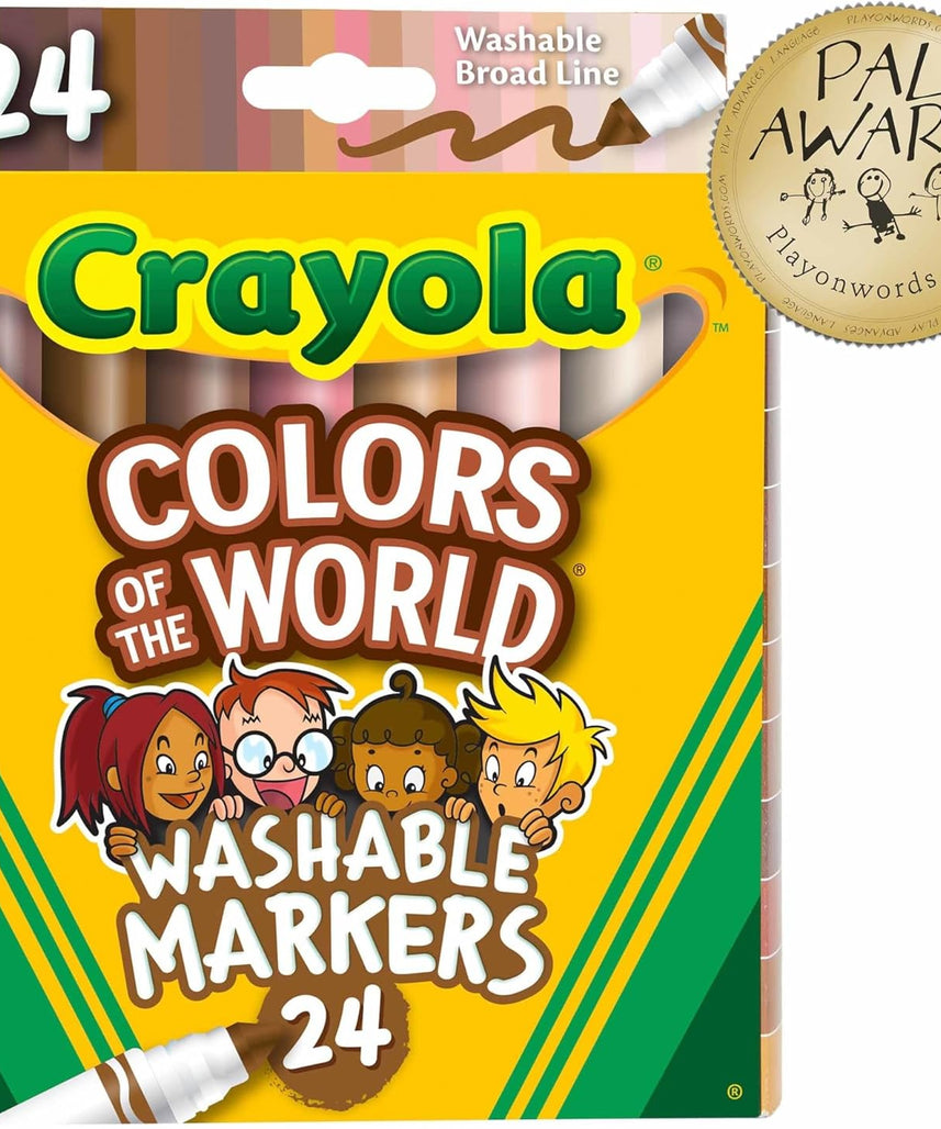 CRAYOLA Colours of the World Washable Markers - Assorted Colours (Pack of 24) | Colours That Represent Skin Tones from Around the World | Ideal for Kids Aged 3+