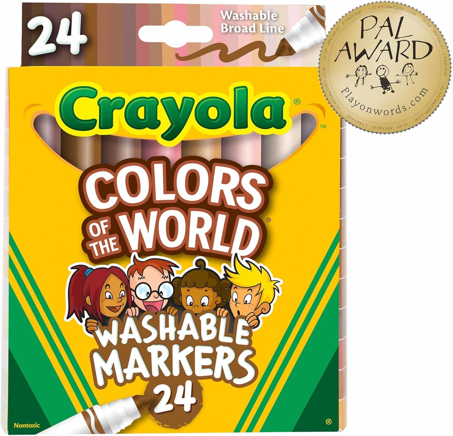 CRAYOLA Colours of the World Washable Markers - Assorted Colours (Pack of 24) | Colours That Represent Skin Tones from Around the World | Ideal for Kids Aged 3+