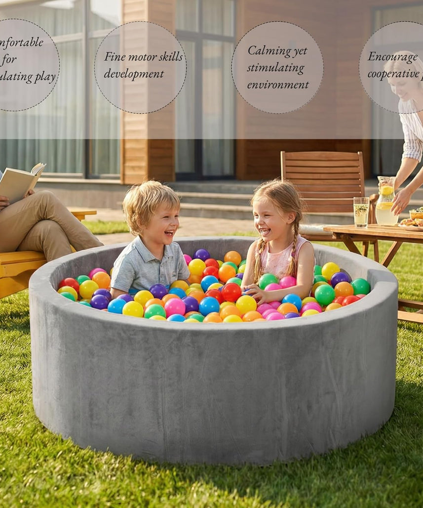 Foam Ball Pit for Toddlers 90cm Round Baby Ball Pool with Memory Foam, Soft Playpen Indoor Outdoor Kids Playground, Balls Not Included, Ages 6 Months+