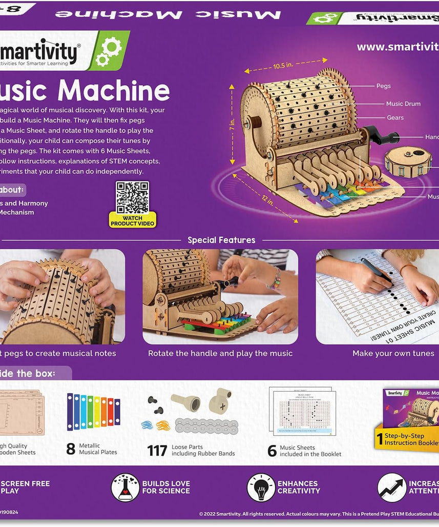 Smartivity DIY Music Machine Toy for Kids 8-9-10-11-12-13-14 Years Old I Create Your own Music with 7 Preset Songs - Jingle Bells, Happy Birthday & More I Christmas, Birthday Gift for Girls & Boys