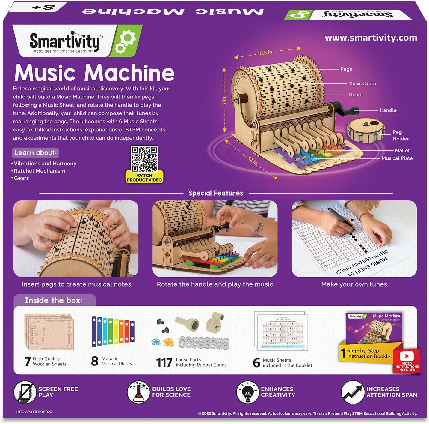 Smartivity DIY Music Machine Toy for Kids 8-9-10-11-12-13-14 Years Old I Create Your own Music with 7 Preset Songs - Jingle Bells, Happy Birthday & More I Christmas, Birthday Gift for Girls & Boys