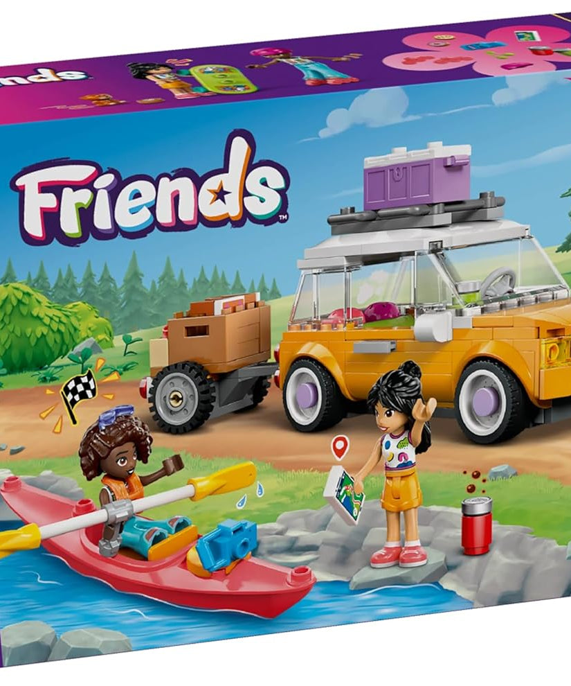 LEGO Friends Friendship Road-Trip Travel Car Toy with Trailer, 2 Mini Dolls, a Pet Dog Figure, Kayak & Fun Accessories incl. a Skateboard & Roller Skates - Ramadan Gift for 6+ Year Old Girls - 42659