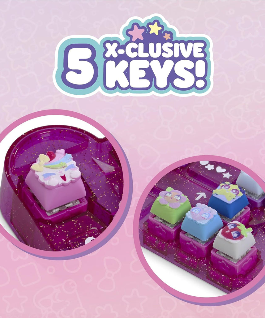 Clickeez Keyboard Mega Pack Collectible Fidget Key Caps Set with Storage Keyboard and 15 Clickable Characters Stress Relief Sensory Toy for Kids Ages 6+