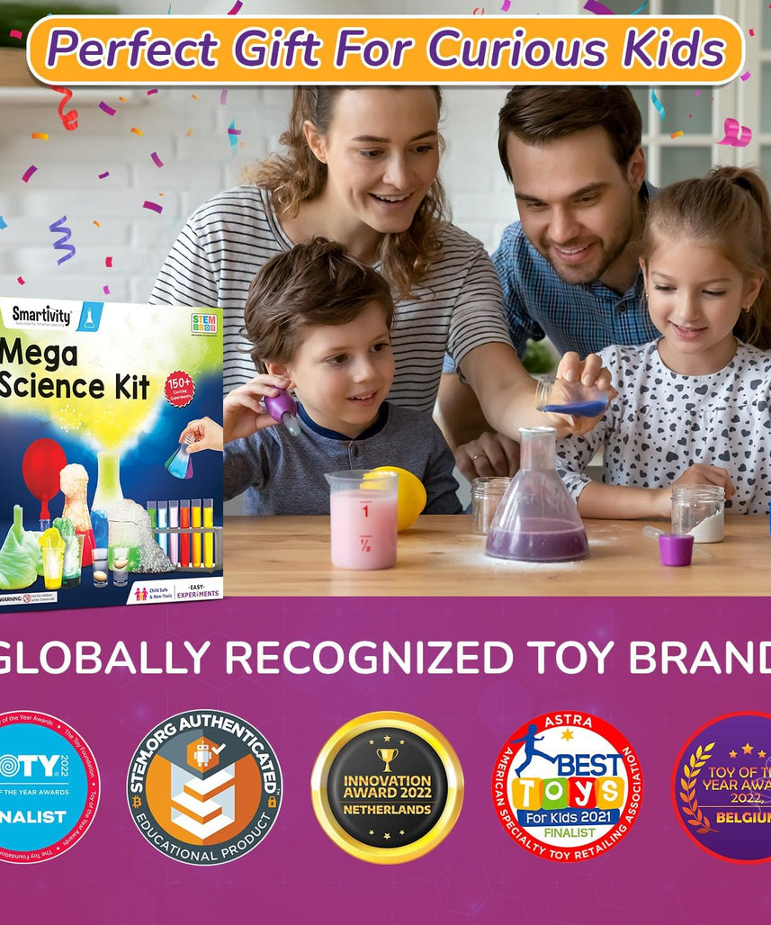 Smartivity Mega Science Kit 150+ Experiments STEM Chemistry Set for Kids 6+ Years, Educational Birthday Gift for Boys and Girls, Fun Science Experiment Toy