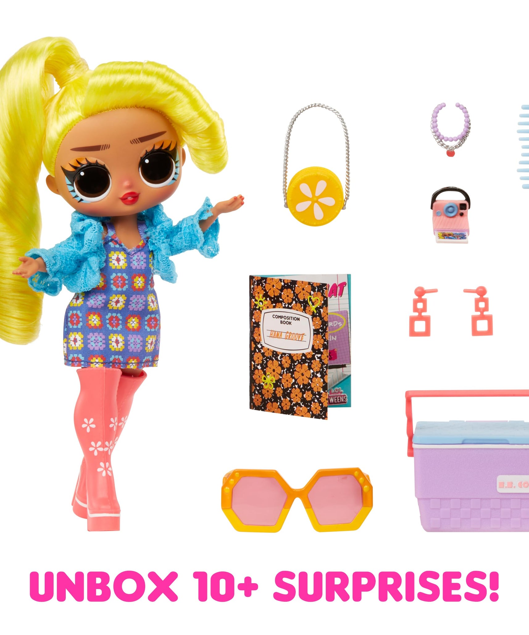 L.O.L. Surprise Tweens Hana Groove Fashion Doll 6.5 Inch with 10+ Surprises, Accessories, Purse and Skateboard for Girls Ages 3+ Years
