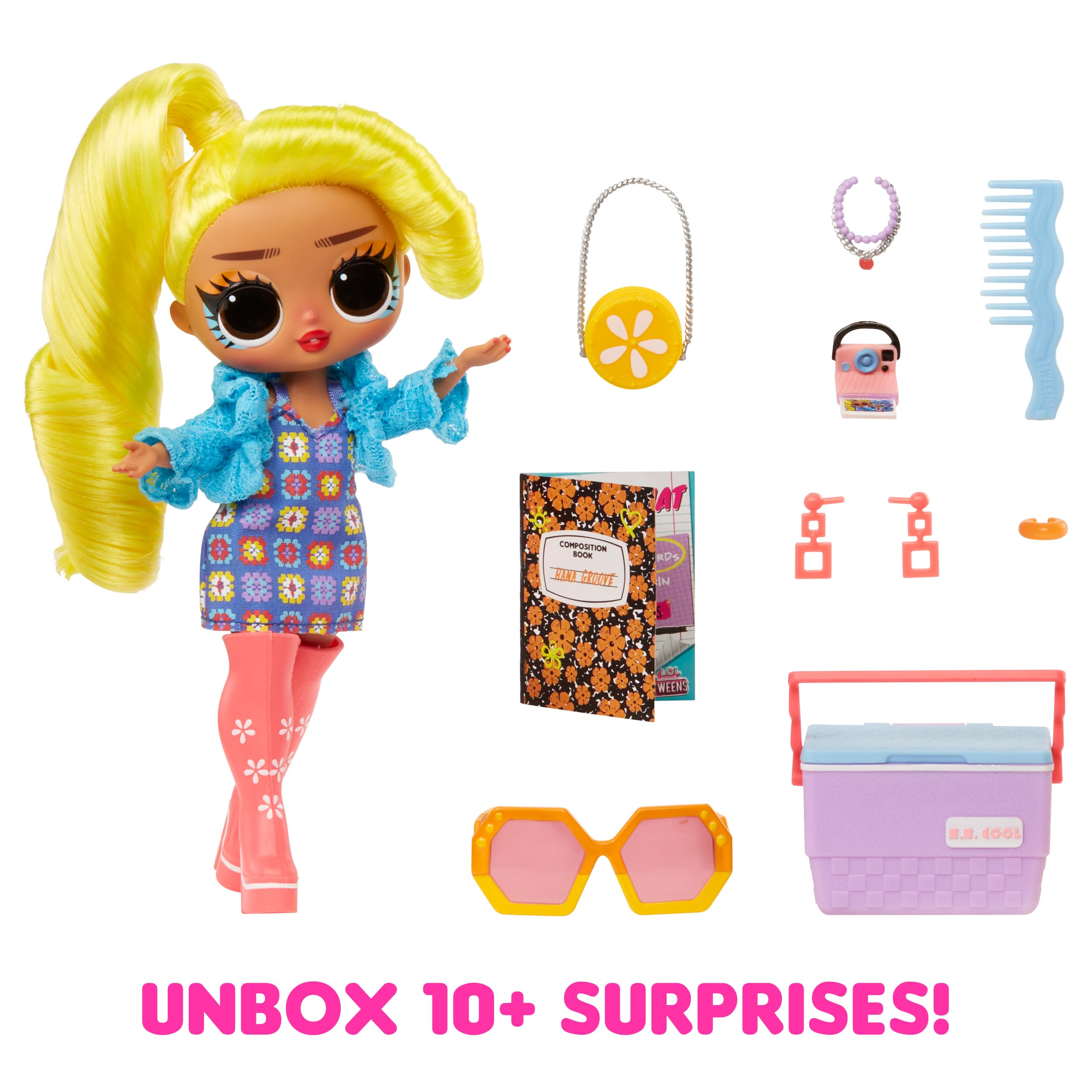 L.O.L. Surprise Tweens Hana Groove Fashion Doll 6.5 Inch with 10+ Surprises, Accessories, Purse and Skateboard for Girls Ages 3+ Years