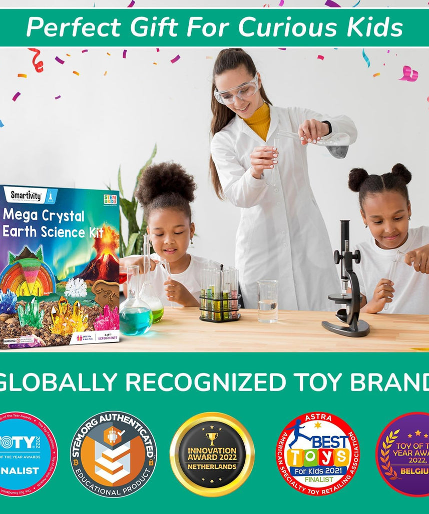 Smartivity Mega Crystal Earth Science Kit | Explore Earth, Crystal, and Fossilization Concepts | Birthday Gift for Boys & Girls I STEM Educational DIY Science Toys for Kids Ages 8,9,10,11,12,13,14