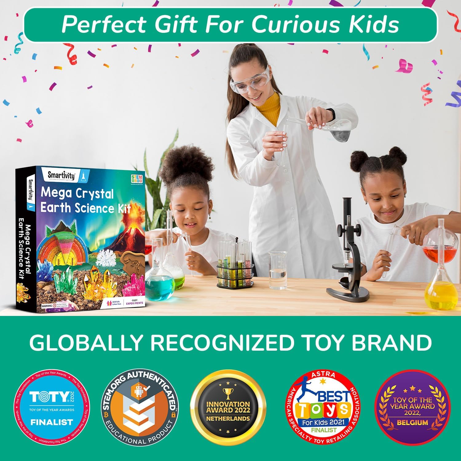 Smartivity Mega Crystal Earth Science Kit | Explore Earth, Crystal, and Fossilization Concepts | Birthday Gift for Boys & Girls I STEM Educational DIY Science Toys for Kids Ages 8,9,10,11,12,13,14
